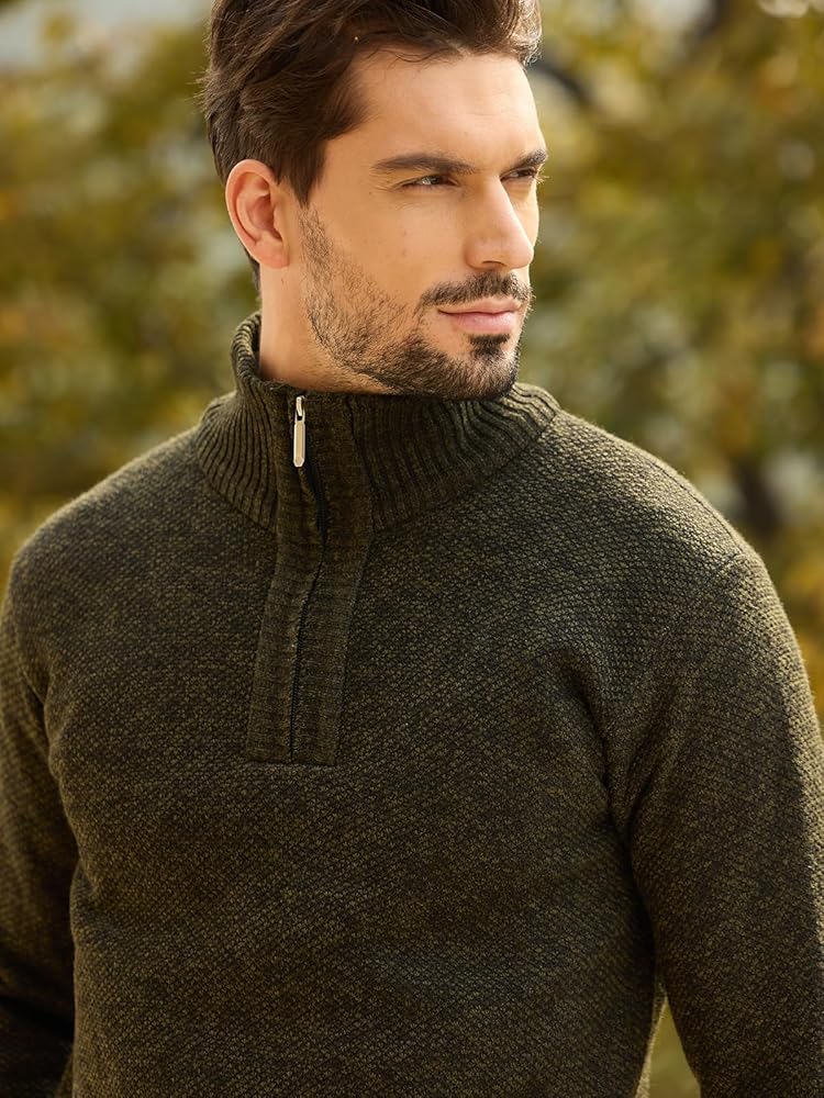 Amazon.com: Les umes Mens Half Zip Jumper Plaid Fleece Lined